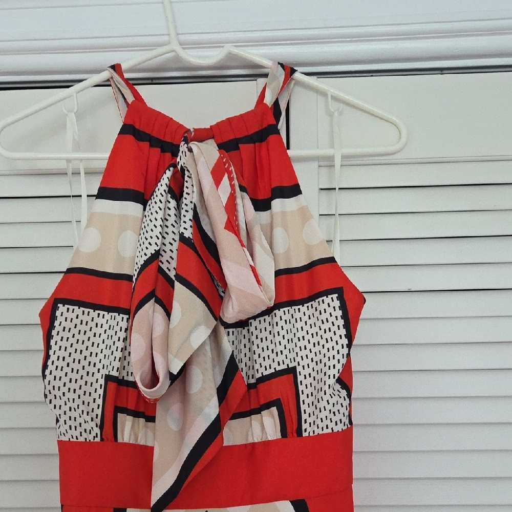 Geometric Red and Black Maxi Dress - Picture 5 of 5